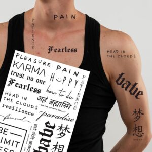 18Pcs Semi-Permanent Quote Tattoos Waterproof & Stylish