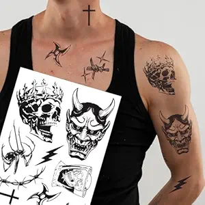 10 Pcs Y2K Semi-Permanent Tattoos Waterproof Skull Spider Gothic Tattoo Pack
