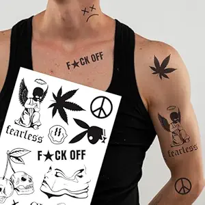 10 Pcs Peace Y2K Semi-Permanent Tattoos Waterproof Aesthetic Tattoo Pack